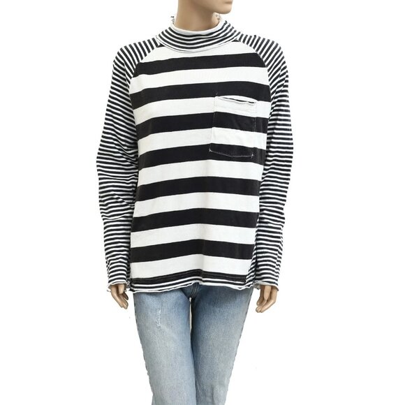 Free People We The Free Punk Playful Tee Tunic Top Stripe Printed L New 282849 - Picture 3 of 7